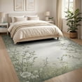 thumbnail image 3 of ODIKA 8'x10' Washable Area Rug Grey Botanical Vintage Border Leafy Branches Sage Greenish Woodland for Living Room, Under Sectional, Family , Durable, Non-Slip, 3 of 7
