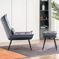 thumbnail image 6 of MCombo Modern Velvet Accent Chair with Ottoman, Club Chairs for Living Room 4079 (Grey), 6 of 10