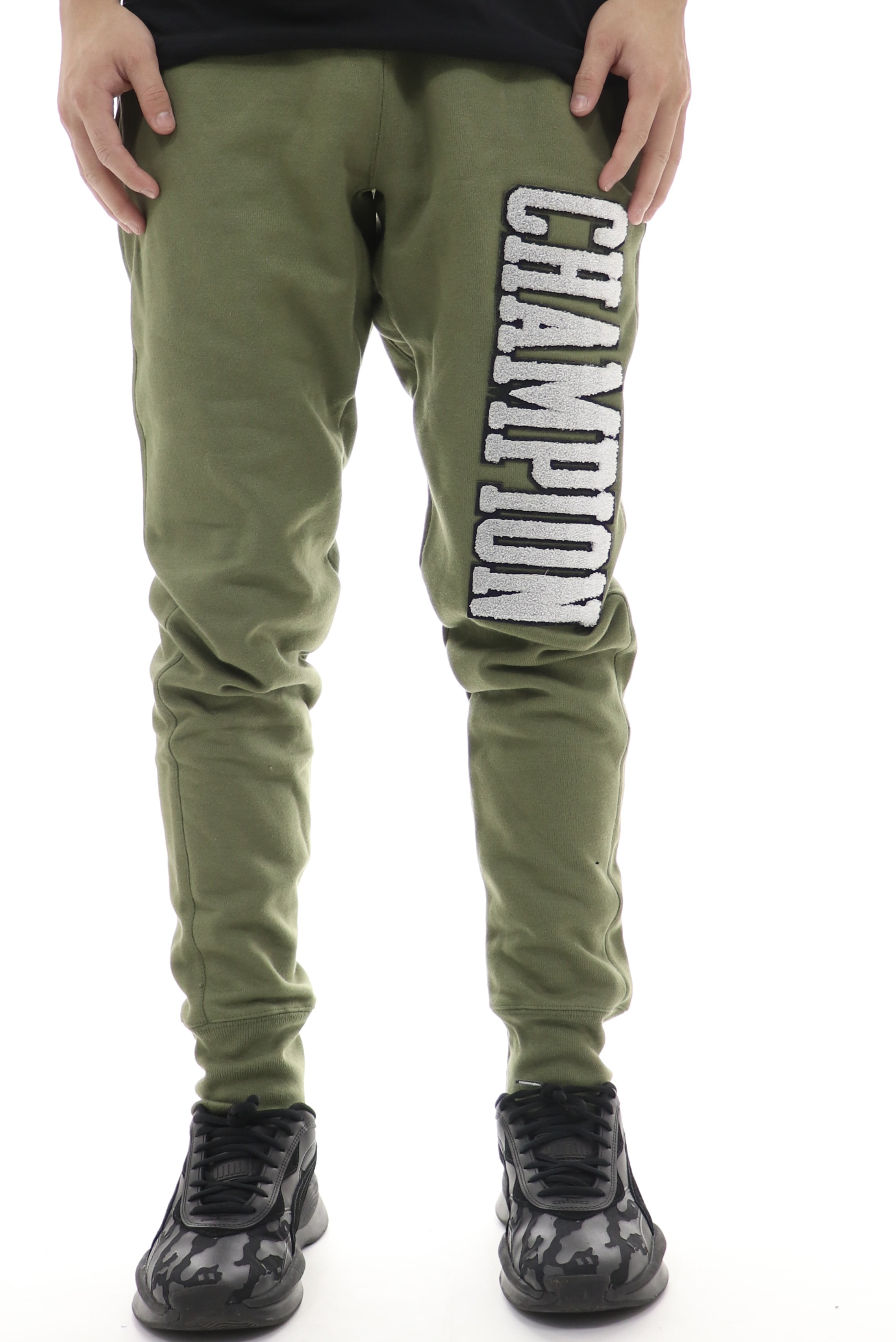 olive green champion sweatpants