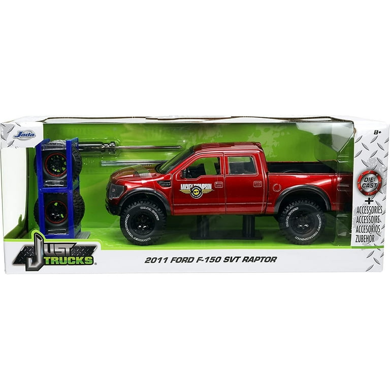 Jada Toys Just Trucks 1:24 2011 Ford SVT Raptor Die-cast Car Red with Tire Rack, Toys for Kids and Adults Jada Toys Just Trucks 1:24 2011 Ford SVT Raptor Die-cast Car Red with Tire Rack, Toys for Kids and Adults