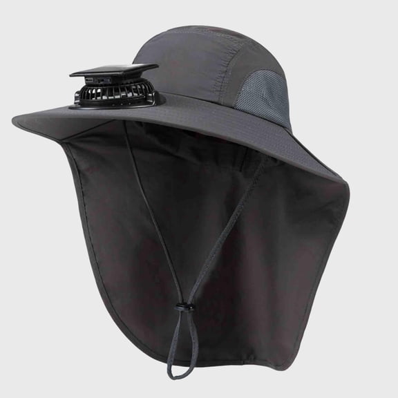 Solar Powered Fan Sun Hat with Neck Flap, Wide Brim UV Protection Cooling Outdoor Hat for Summer Outdoor Traveling Hiking Fishing Camping Men Women