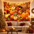 thumbnail image 3 of Autumn Cornucopia Still Life in Golden Amber Bokeh Light, Cozy Rustic for Harvest Lovers, Pumpkin and Fruit Art, Thanksgiving Gift Tapestry Wall Hanging for Kitchen and Dining Room, 3 of 7