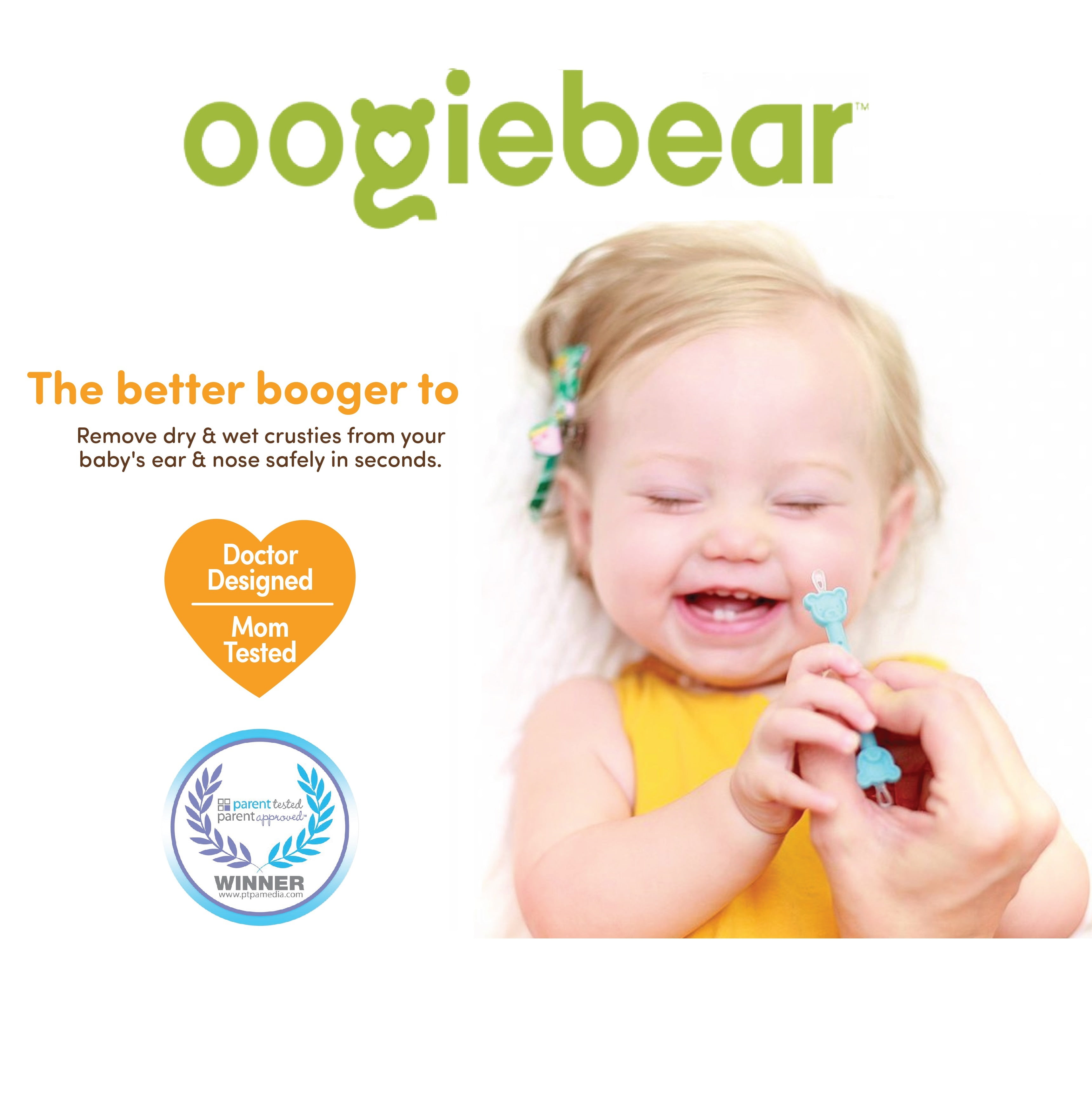 Oogiebear 2 Pack Booger and Ear Wax Picker with Case, Safe For Newborns