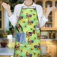 thumbnail image 6 of Green Chicken Rooster Sunflower Pattern Apron-Garden Aprons for Women with Pockets-Cotton Linen Waterproof Kitchen Cooking Gardening Aprons Adjustable for Kitchen,Cooking,BBQ and Salon 33x27 Inch, 6 of 7