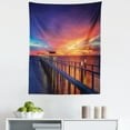 thumbnail image 1 of Landscape Tapestry, Wooden Bridge in the Port at Sunrise Horizon Candle Romantic Love Image Print, Fabric Wall Hanging Decor for Bedroom Living Room Dorm, 5 Sizes, Orange Navy, by Ambesonne, 1 of 1