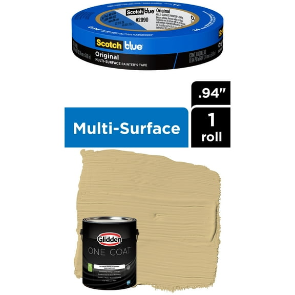 Glidden One Coat, Interior Paint   Primer, Appalachian Trail, Eggshell Finish, 1 Gallon with ScotchBlue Painter's Tape Original Multi-Use, .94in x 60yd(24mm x 54,8m Bundle