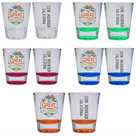 

Cow Mountain California The Great Outdoors Camping Adventure Souvenir Round Shot Glass (Orange 4-Pack)