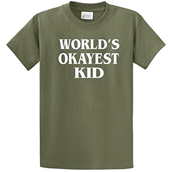World's Okayest Kid T Shirt Funny Adult Short Sleeve T-shirt-military-5xl