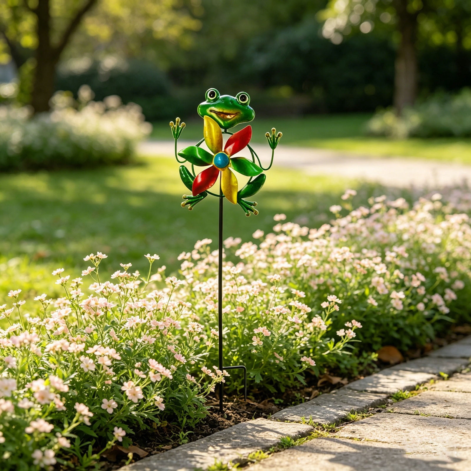 Garden Wind Spinner Outdoor, Metal Wind Sculpture for Patio and Pathway, Decorative Lawn Ornament with Ground Stake, Yard Art for Garden and Backyard,