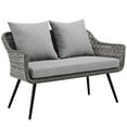 thumbnail image 4 of Modway Endeavor 3 Piece Outdoor Patio Wicker Rattan Loveseat and Armchair Set in Gray Gray, 4 of 7