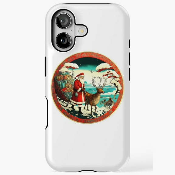 Vintage Colorful SantaClaus Sleigh Ride Unique Christmas for iPhone 17 11 12 13 14 15 16 Pro Max