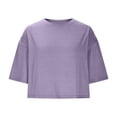 thumbnail image 6 of Dagugfen Crop Tops for Women Loose Short Sleeve Crew Neck Daily Wear Casual Tshirts Solid Color, 6 of 6