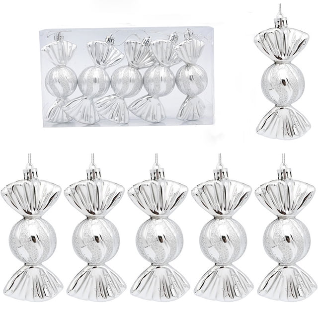 Xihbxyly Decoración Navideña de Dulces, Diseño de Dulces Coloridos con Galvanoplastia, Material Plástico Duradero, Colgante Navideño Multiusos, Decoración Festiva para Árbol o Ventana, Caja de 5 Piez