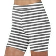 thumbnail image 2 of CLOISE Biker Shorts for Women Gray S Summer Trendy Casual Yoga Shorts Elastic High Waisted Butt Lifting Shapewear Comfy Running Athletic Striped Shorts, 2 of 2