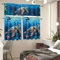 thumbnail image 3 of Sea Turtle Kitchen Curtains Valance and Tier Set Snowflake Rod Pocket Curtains for Living Room Bedroom Bathroom Window Drapes, 3 of 6