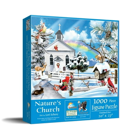 SUNSOUT INC - Nature's Church - 1000 pc Jigsaw Puzzle by Artist: Lori Schory - Finished Size 20" x 27" Christmas - MPN# 35193