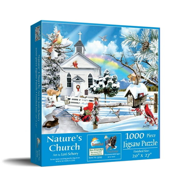 SUNSOUT INC - Nature's Church - 1000 pc Jigsaw Puzzle by Artist: Lori Schory - Finished Size 20" x 27" Christmas - MPN# 35193