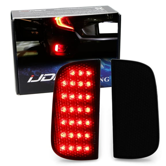 Dark Smoked Lens 54-SMD LED Bumper Reflector Lights For 2016-2021 Honda Civic Sedan/Coupe, Function as Tail, Brake & Rear Fog Lamps