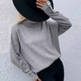 thumbnail image 4 of Lovskoo Sweaters for Women Turtleneck Long Sleeve Solid Color Sweater Top Gray, 4 of 8