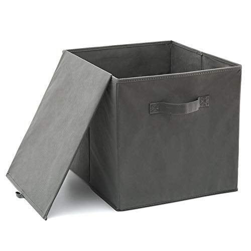 Office Gray 13 x 15 x 13 inch EZOWare 4 Pack Fabric Foldable Cubes Bin Organizer Container with Handles for Nursery Home Closet 