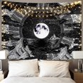 thumbnail image 1 of Tapiz de pared, psicodélico, 150x130cm con motivos de luna, estrellas y nubes, blanco y negro, para el dormitorio, 1 of 5