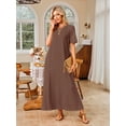 thumbnail image 4 of Merokeety Womens Summer Crewneck Maxi Dress Coffee XXL, 4 of 5
