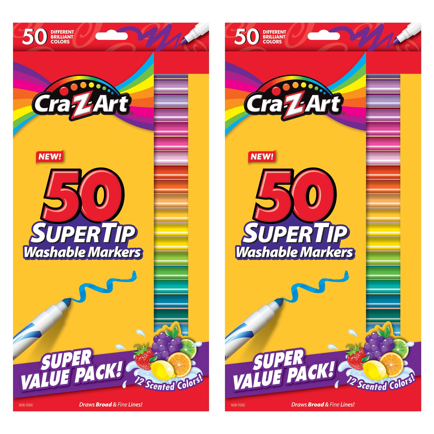 CraZArt Washable Super Tip Markers 50 Assorted Colors 12 Scented 2
