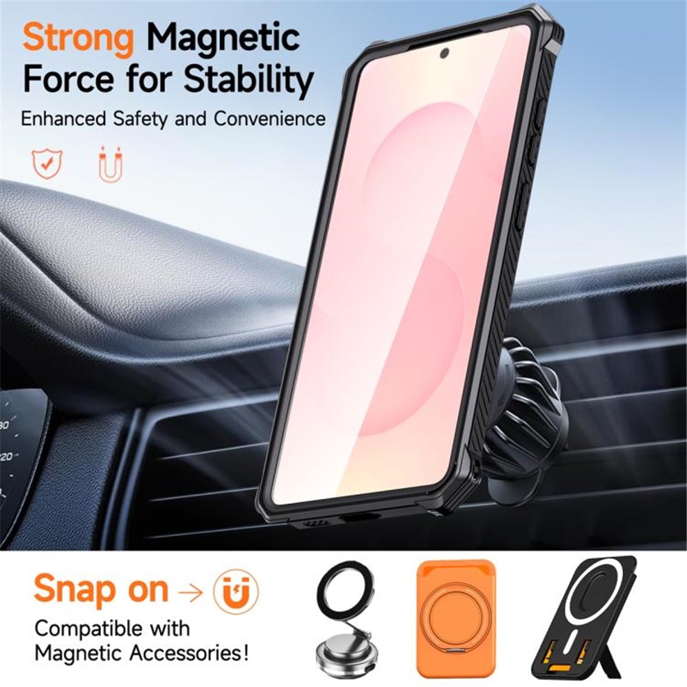 For Samsung Galaxy S26 Ultra 5G Case [Compatible With MagSafe], Hidden Metal Kickstand, Military-Grade Heavy Duty Case with Bumper Frame, 360° Full Body Shockproof Protection Cover,Purple