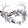 thumbnail image 1 of wonima11 Light up Fairy Crown - Silver Antler Crown Flower Heapiece Elf Floral Circlet Woodland Headband for Women Halloween Outfit Renaissance Ren Faire Cosplay Photo Shoot, 1 of 1