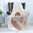 thumbnail image 4 of Kiss Soft Flannel Fleece Blanket, Romantic Man and Woman in Front of Eiffel Tower Flying White Birds Love Passion, Cozy Plush for Indoor and Outdoor Use, 70" x 90", Dried Rose Beige, by Ambesonne, 4 of 5