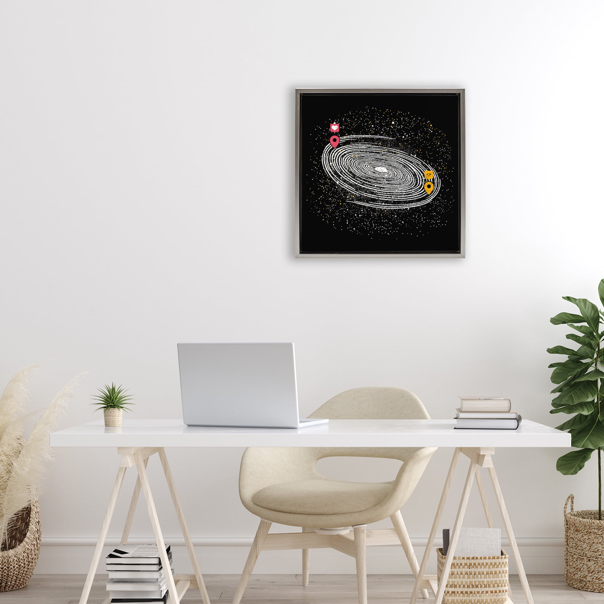 Stupell Industries Love Long Distance Gray Framed Floater Canvas Wall Art, design by Tobe Fonseca