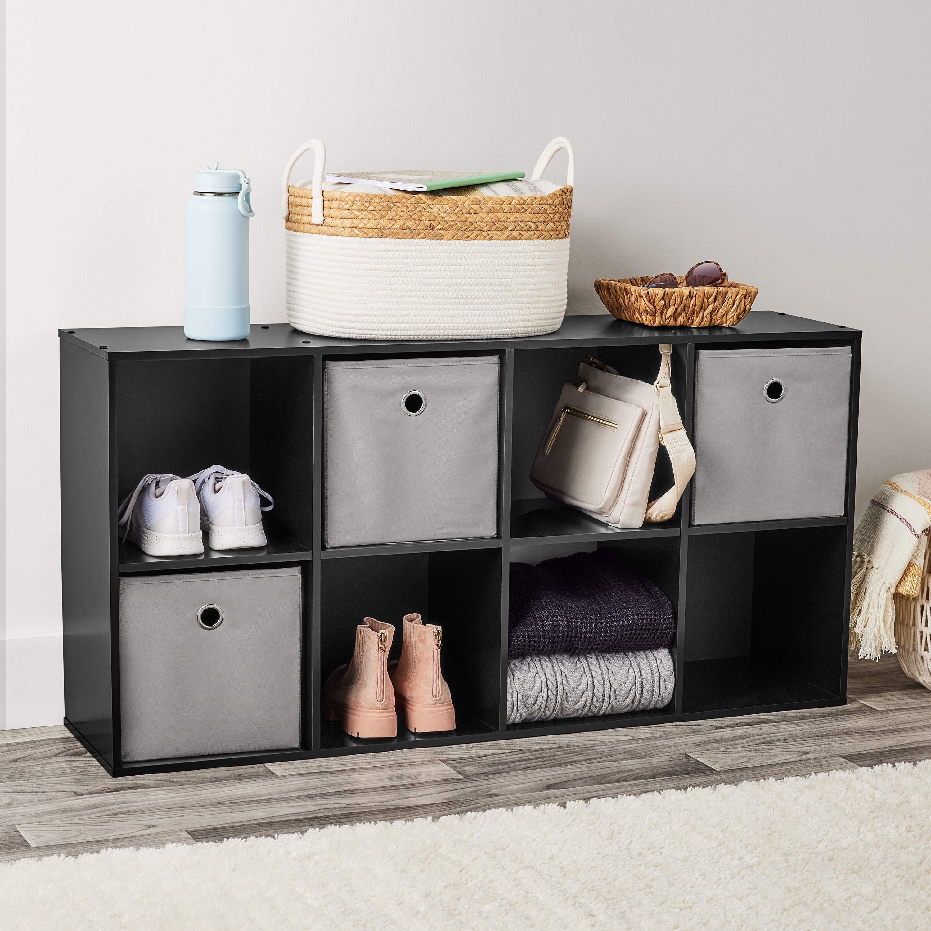 Mainstays 8 Cube Storage Organizer, Black