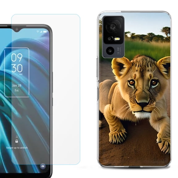 OneToughShield ® for TCL 40 XE 5G Shockproof Fashion Phone Case, with Tempered Glass Screen Protector - Lion Cub