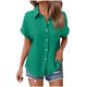 thumbnail image 5 of Auralook Women Solid Blouses Short Sleeve Button Down Shirts Turndown Collar Business Casual Dressy Work Tops Summer Spring Clothes, 5 of 7