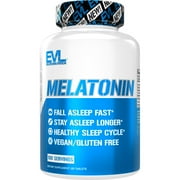 Evlution Nutrition Melatonin, 5mg of High Potency Melatonin in Each Tablet, Sleep Support, Fall Asleep Fast, Stay Asleep Longer, Vegan, Gluten-Free (100 Tablets)