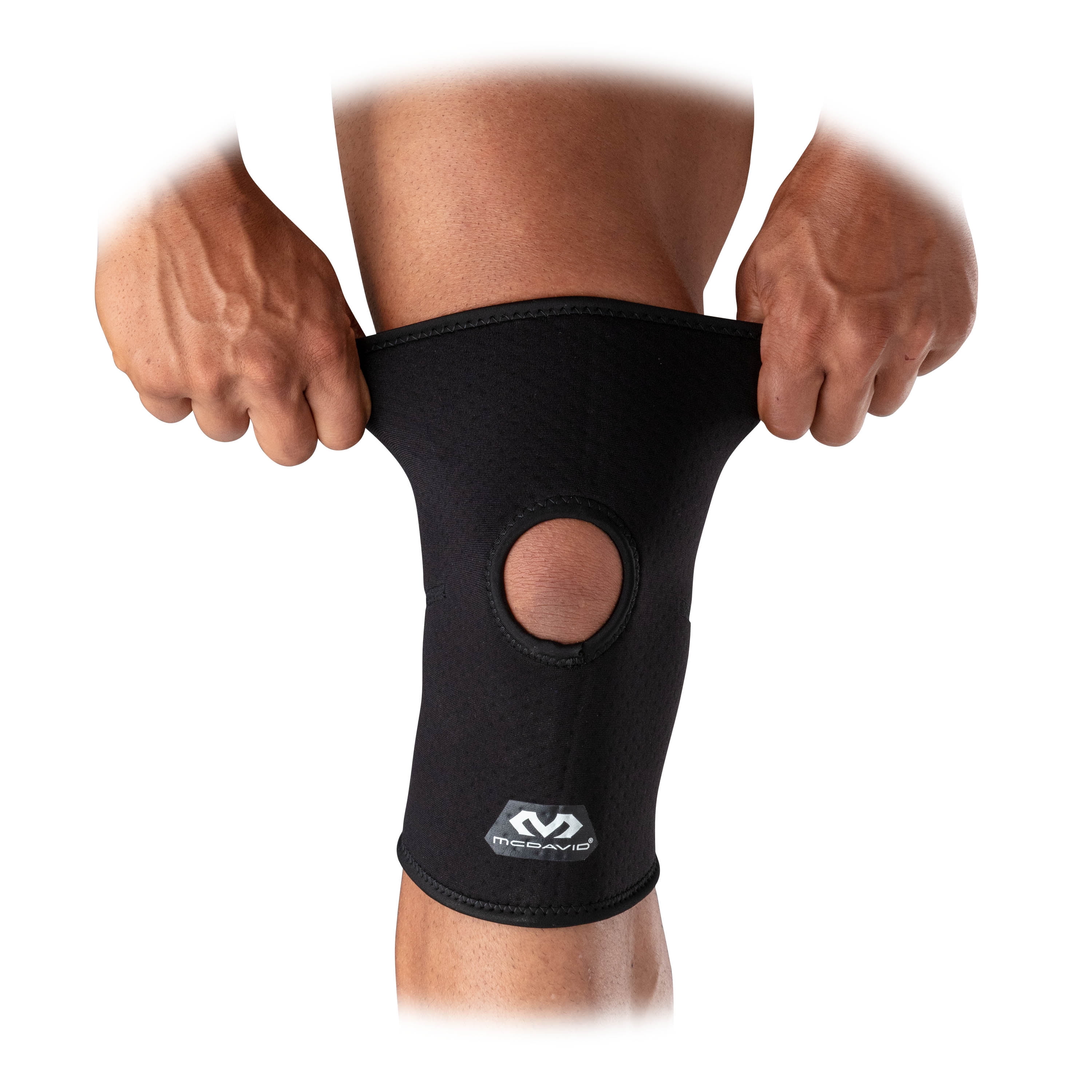 McDavid Sport Injury and Pain Relief Black Compression Knee Sleeve with Open Patella, Large/Extra-Large