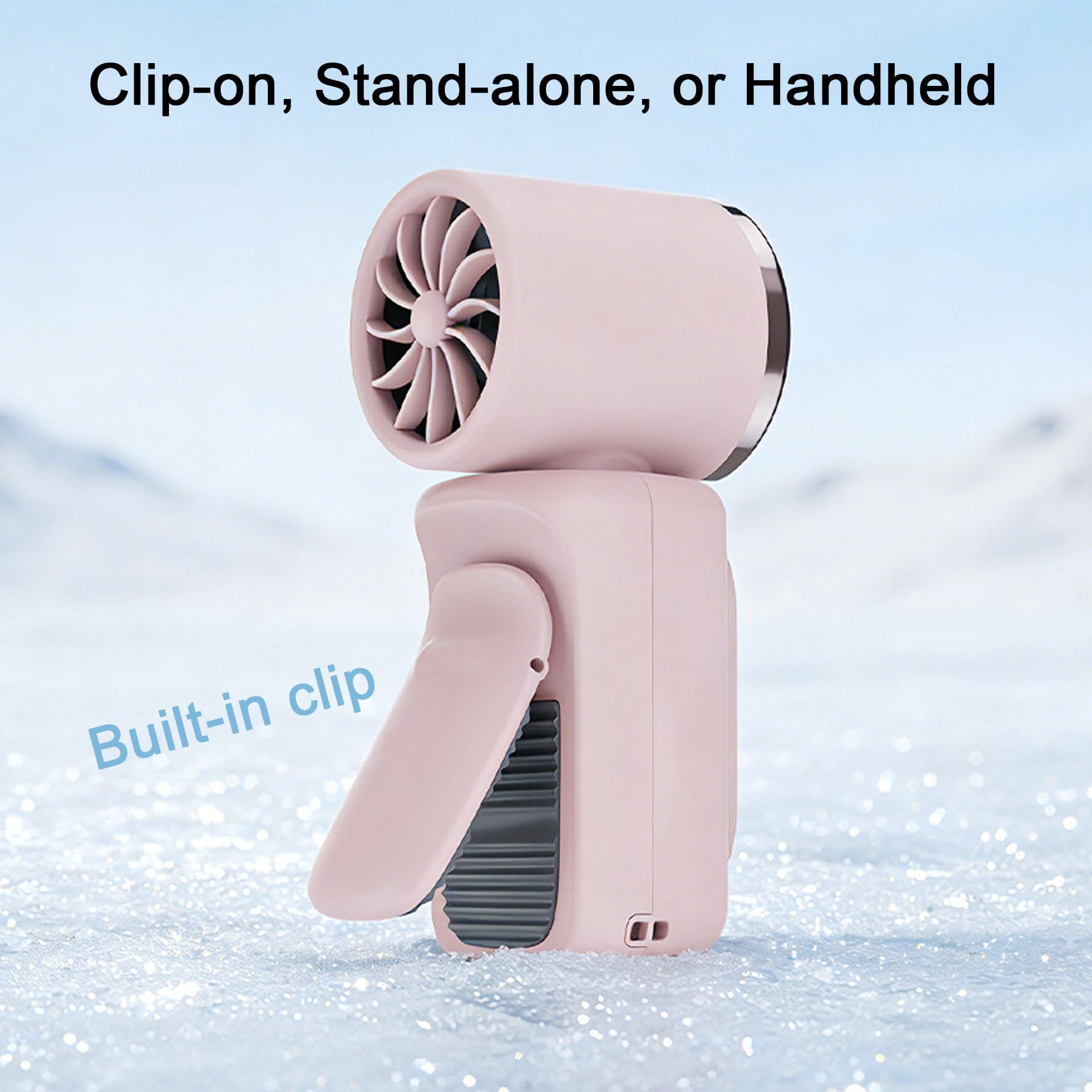 Mini Portable Handheld Clip Fan, 3-in-1 Rechargeable Mini Clip on Cooling Fan Car Air Conditioner Fan with LED Display, 5 Speeds, For Travel Outdoor Office