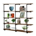 thumbnail image 1 of (2Pcs, 42" Tall, 14" deep) Industrial Wall Mount Iron Pipe Shelf Shelves Shelving Bracket Vintage Retro Black DIY Open Bookshelf DIY Storage offcie Room Kitchen Shelves (3 Pcs 4 Tier Hardware Only), 1 of 7