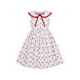 thumbnail image 1 of Robe Fille Vintage Velours Nœud Papillon Col Rond Coton Cerise Sans Manches 5 Ans, 1 of 6