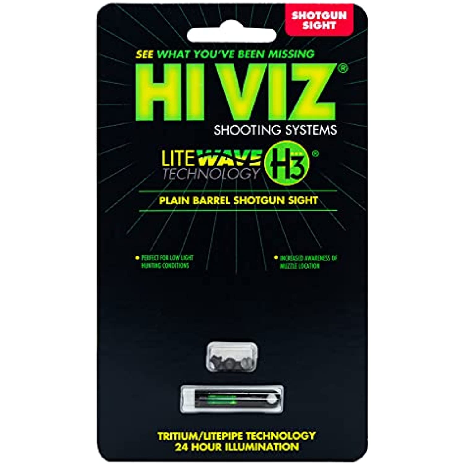 Hiviz Lite Wave H3 Plain Barrel Tritium Day Night Comp Site - image 2 of 6