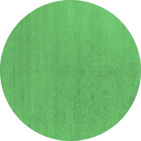 Ahgly Company Indoor Round Oriental Emerald Green Industrial Area Rugs, 8' Round