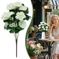 thumbnail image 2 of Artificial Azalea Bouquet Silk Flower Arrangement Realistic Plastic Floral for Wedding Centerpieces and Home Decoration, faux floral decor, red azalea bouquet(White,), 2 of 9