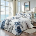 thumbnail image 6 of Coastal Bedding California King Size Coastal Quilt with 2 Shams, Nautical Beach Comforter Sets Ocean Bedspreads Blue Seaturtle Coverlet Summer Bedding, 106''x118'', 6 of 12