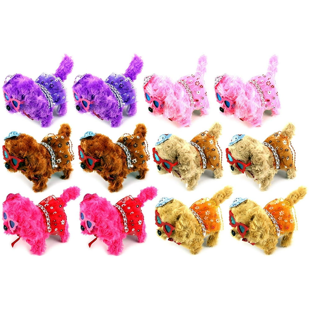 Set of 12 Cute Puppies 'Flower Puppy 22' Walking Battery Operated Toy