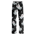 thumbnail image 4 of Halloween Sleep Pants for Women Bat Ghost Print Drawstring Stretchy Pajama Pants, 4 of 5