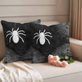thumbnail image 2 of Halloween Outdoor Waterproof Pillow Covers, Spiders Spiderweb Retro Black White Lines Decorative Square Throw Pillowcase Sofa Cushion Sham for Patio/Couch/Chair, 24"x24" 2 Pack, 2 of 8