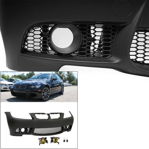 Front Bumper w/ Yellow Fog Lights For E90 BMW 2006-2008 3 Series Sedan M3 Style - Walmart.com ...