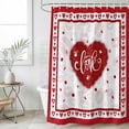 thumbnail image 6 of Red Valentine's Day Shower Curtain Set - Extra Long 72" x 96" Washable Bathtub Curtain with 12 Hooks, Love Heart Valentines Romantic Waterproof Fabric Stall Shower Curtains for Bathroom Décor, 6 of 6