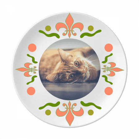 

Animal Yellow Cat Photograph Picture Flower Ceramics Plate Tableware Dinner Dish