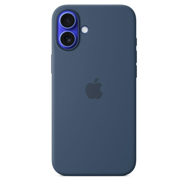 Funda para teléfono Apple iPhone 16 Plus de silicona con MagSafe, color mezclilla